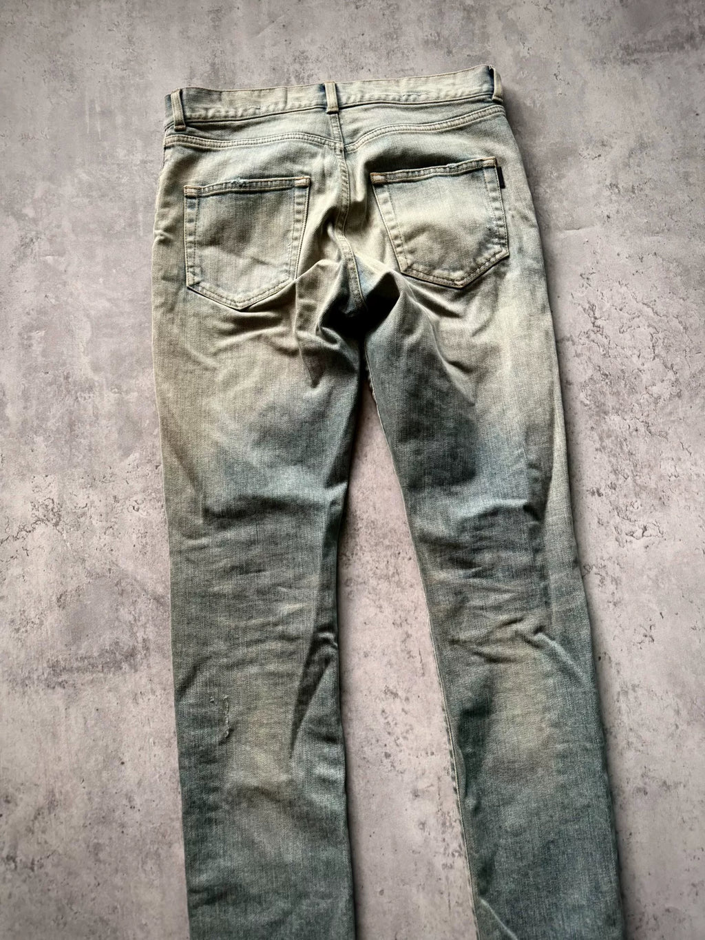 Saint Laurent Paris 18AW D02 Blue Washed Distressed Denim Jeans