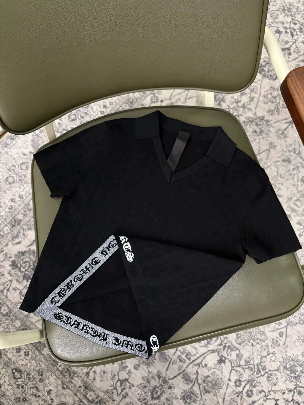 Chrome Hearts Black White Dark Pattern Viscose Nylon Knit Top