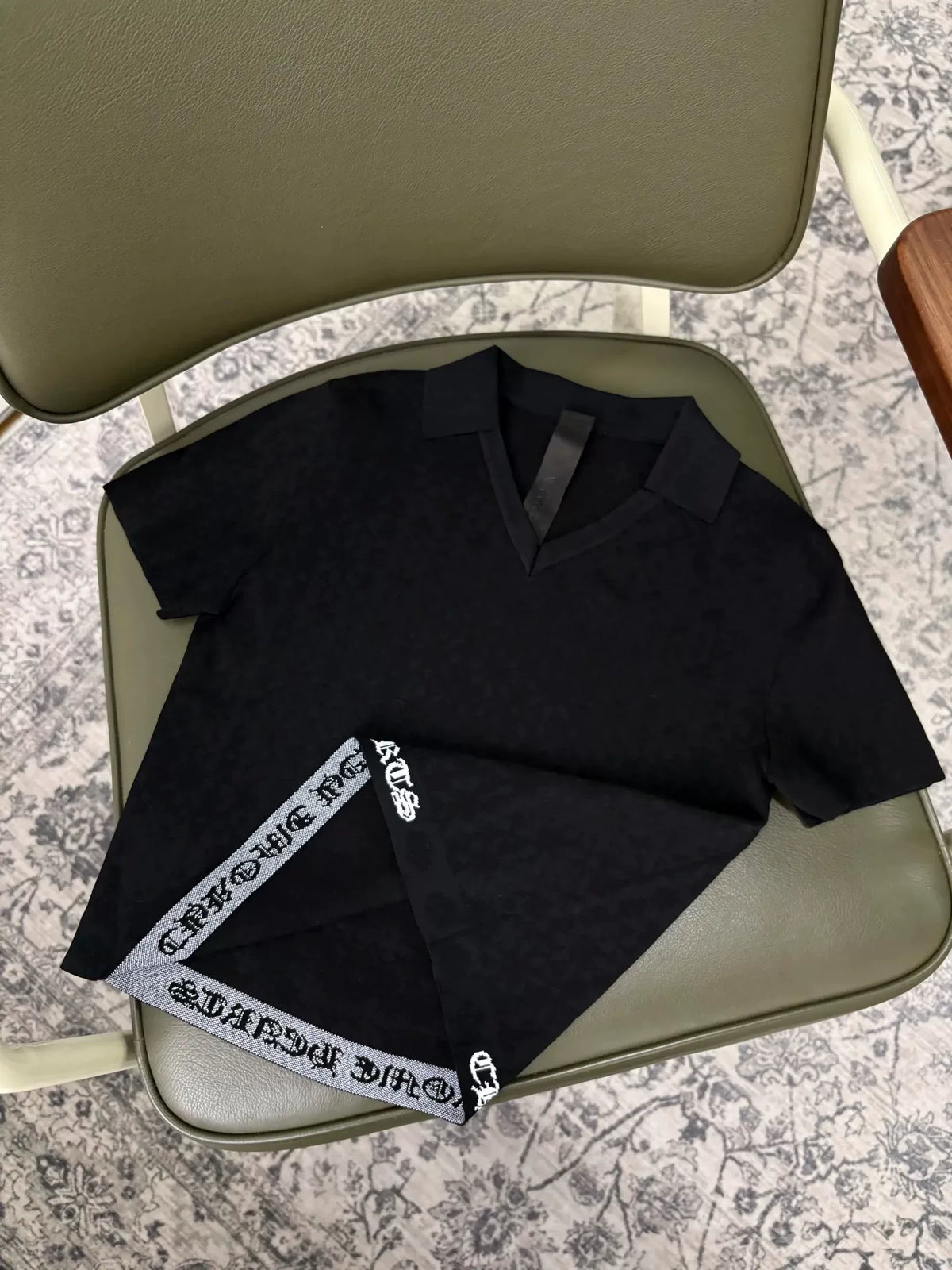Chrome Hearts Black White Dark Pattern Viscose Nylon Knit Top