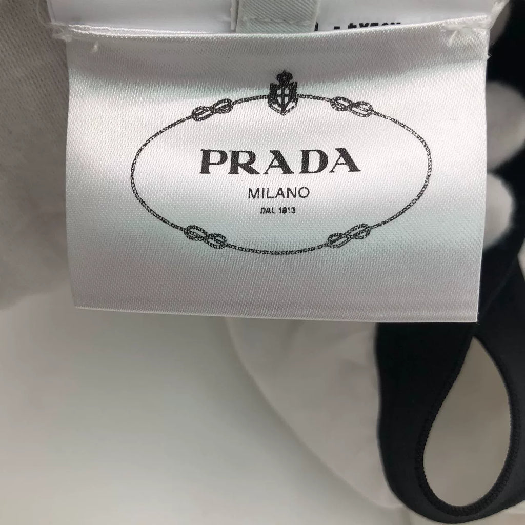 Prada White Logo Letter Cotton Collared Single-Breast Long-Sleeve Shirt