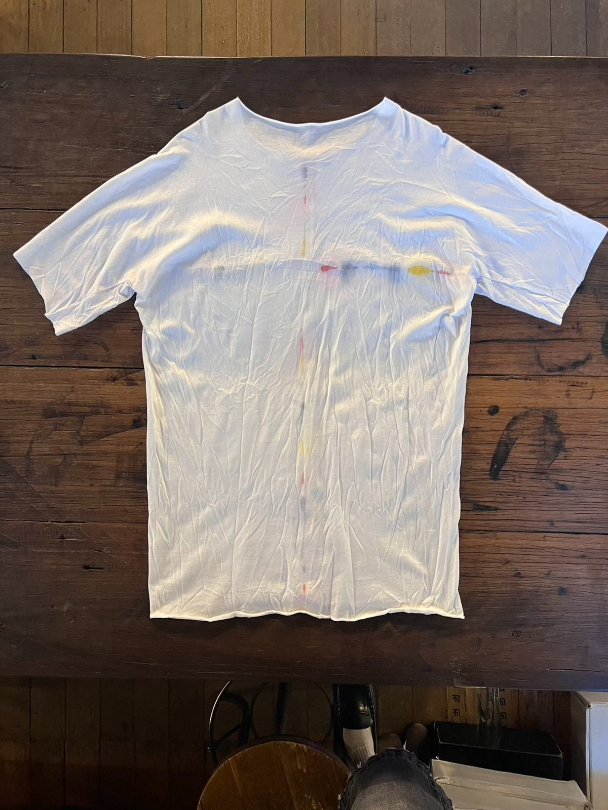 M.A+ SS19 White Color Spray Cross Cotton Short Sleeve Top