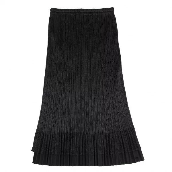 Issey Miyake Vintage Black Double-Layer Mesh Pleated Skirt
