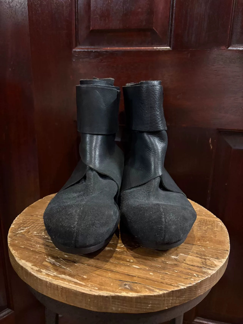 The Viridi-anne Black Suede Wrap Boots