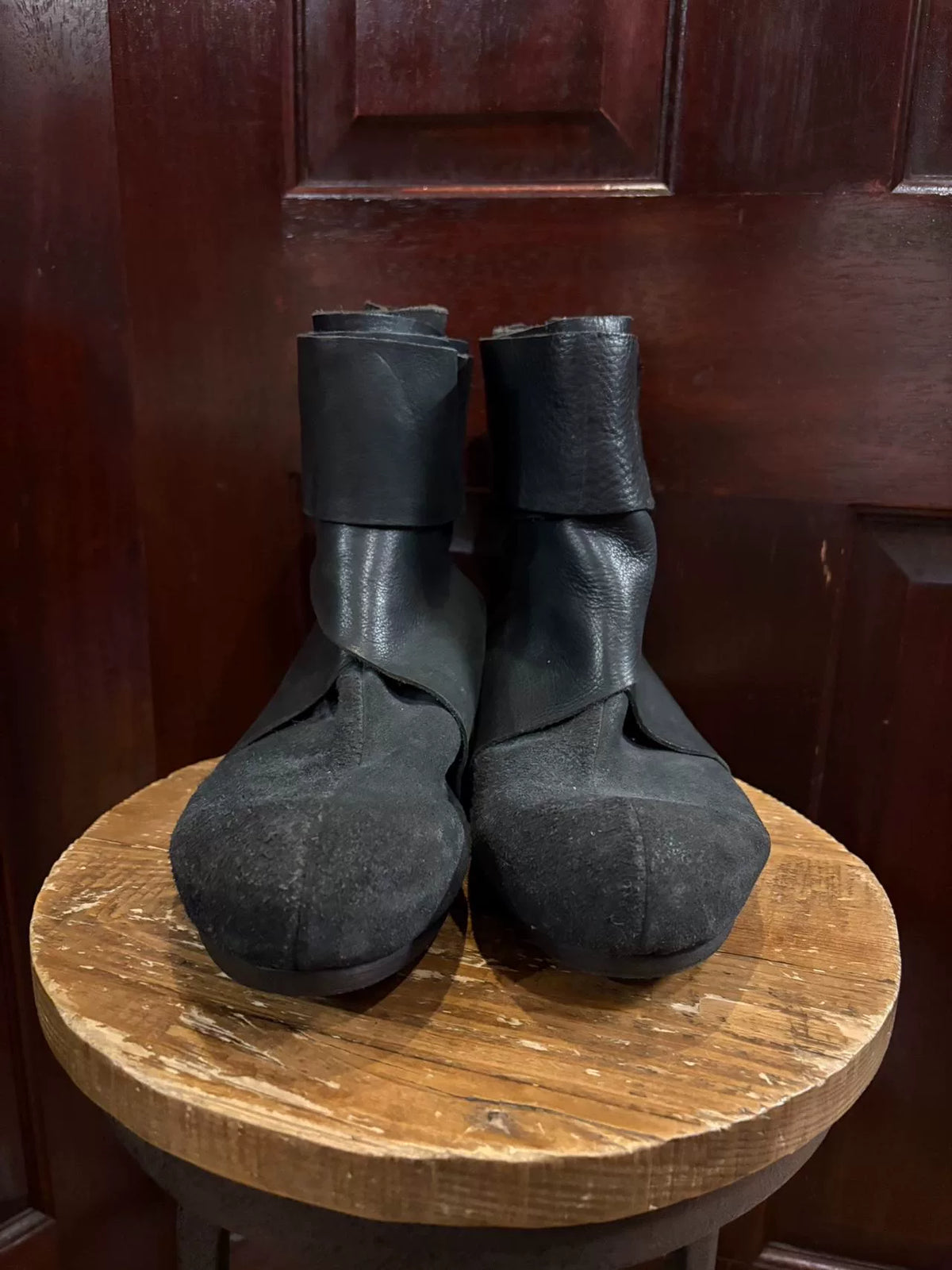 The Viridi-anne Black Suede Wrap Boots