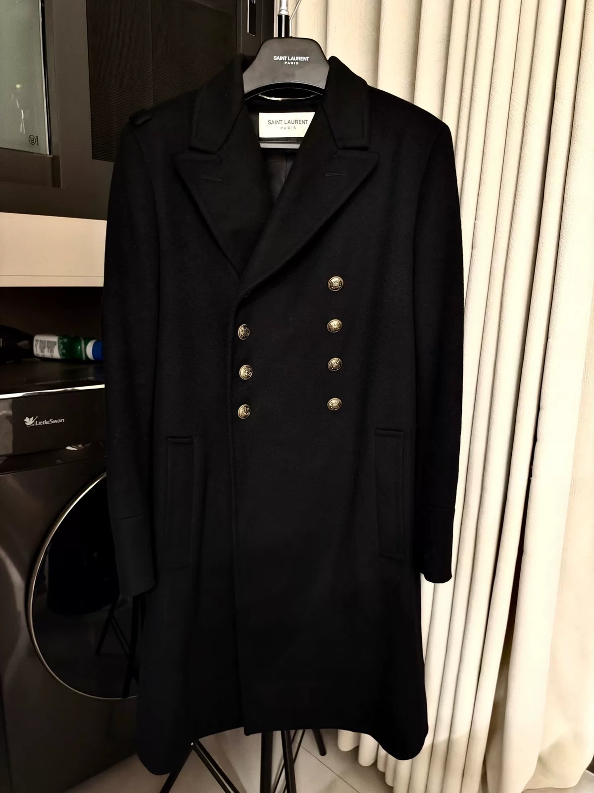 Saint Laurent Paris FW17 Double-Breasted Caban Wool Coat