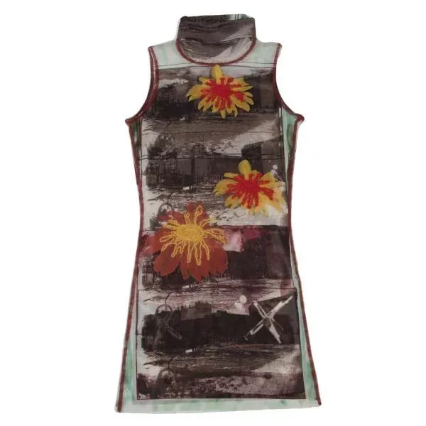 Jean Paul Gaultier Vintage Grey Floral Mesh Top