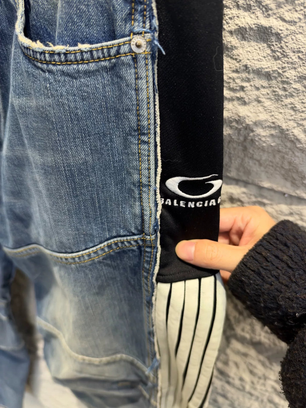 Balenciaga CUT-UP Side Stripe Denim Jeans