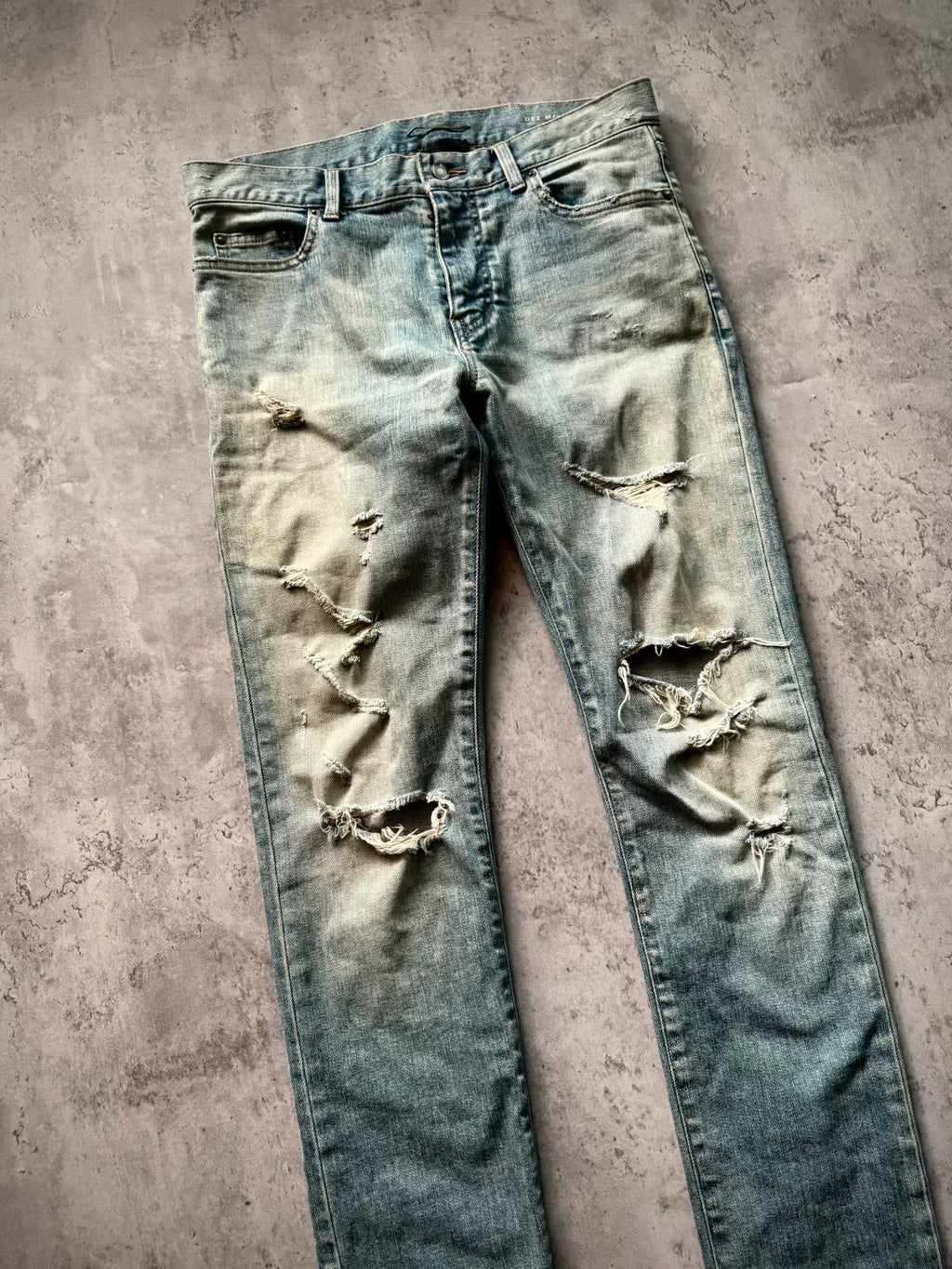 Saint Laurent Paris 16SS D02 Blue Distressed Denim Jeans by Hedi Slimane