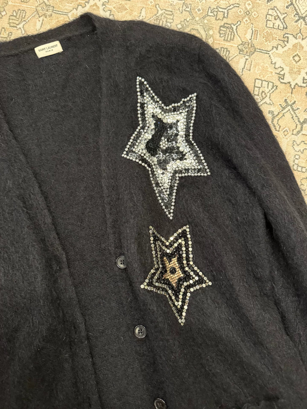 Saint Laurent Star Mohair Knit Cardigan Jacket