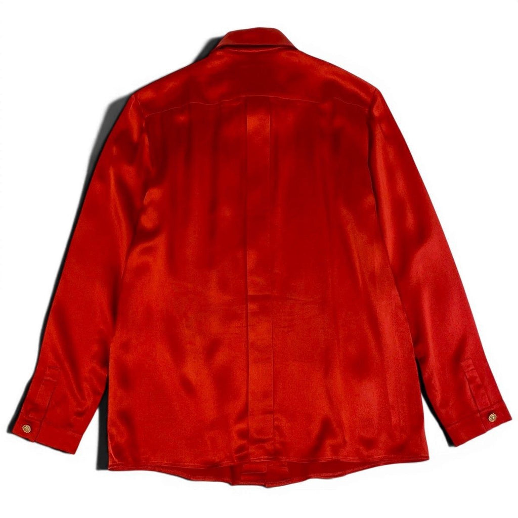 Chanel Red Gold Button Long Sleeve Shirt