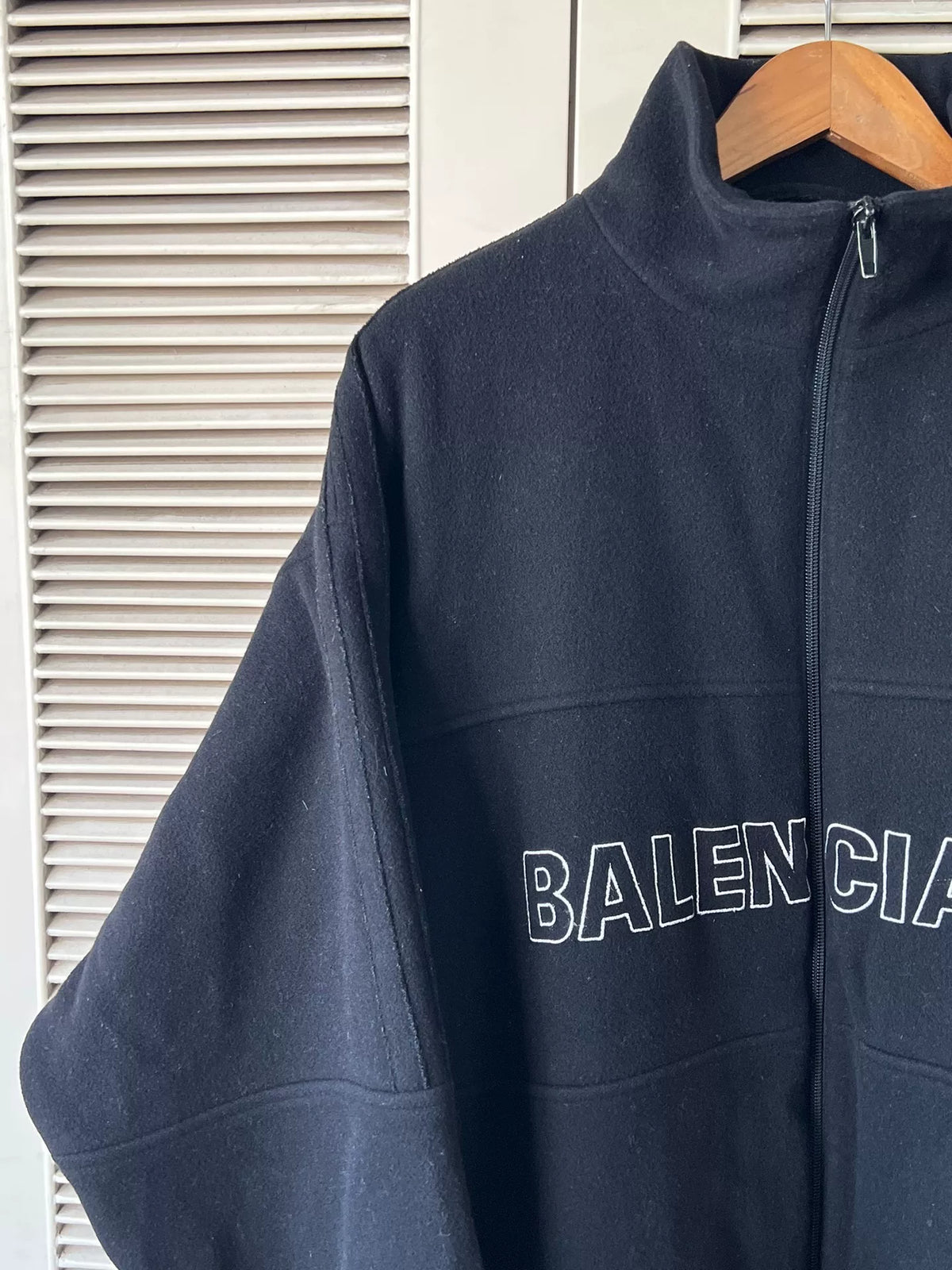 Balenciaga Men's Black Logo Zip-Up Jacket