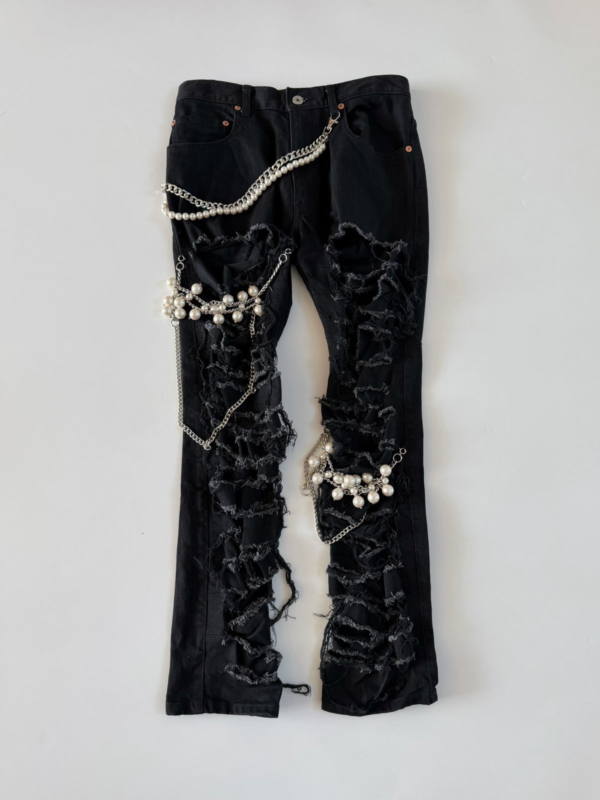 Junya Watanabe 23SS beaded distressed ripped jeans