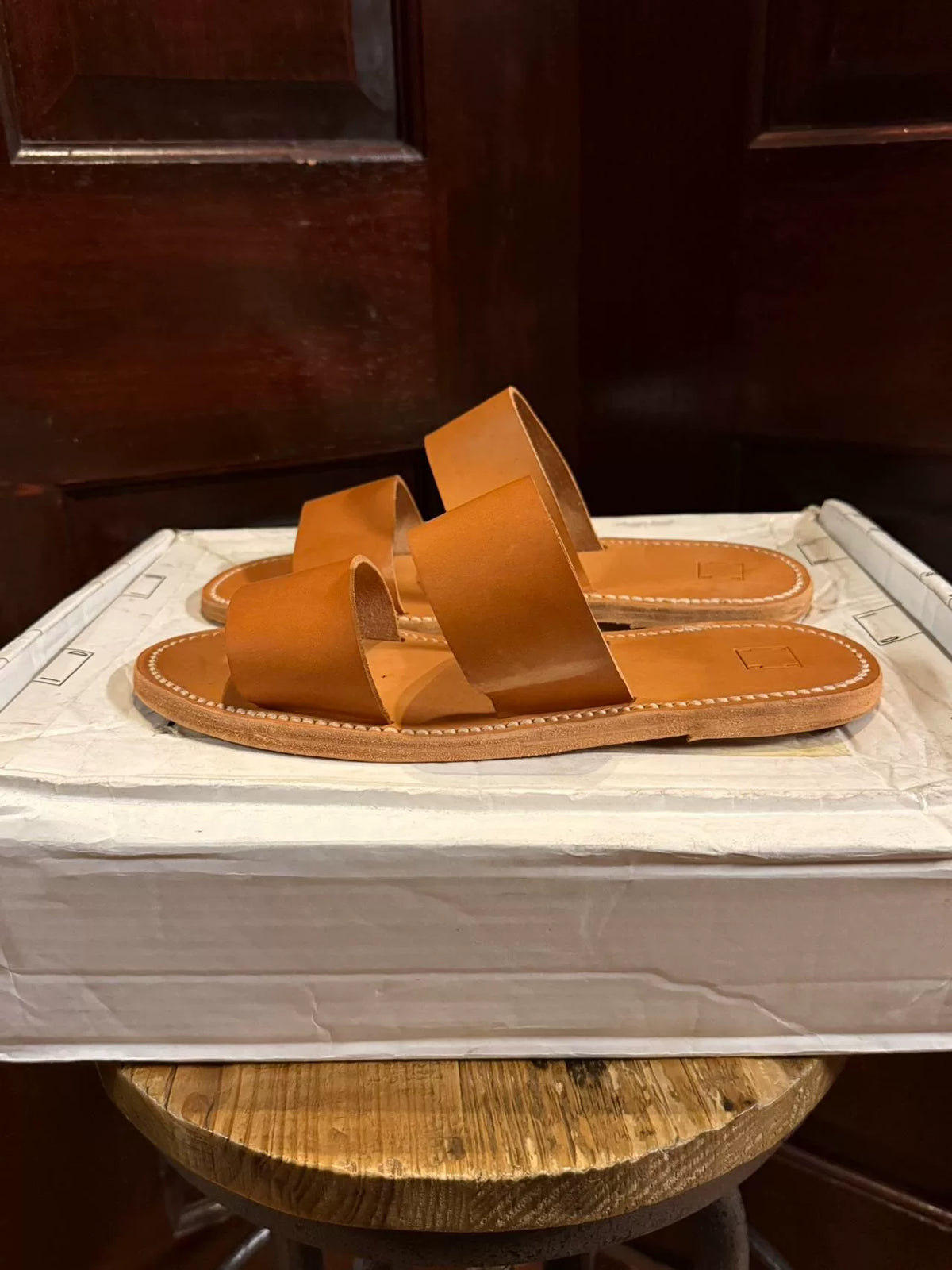 Guidi Brown Double-Strap Cowhide Sandals