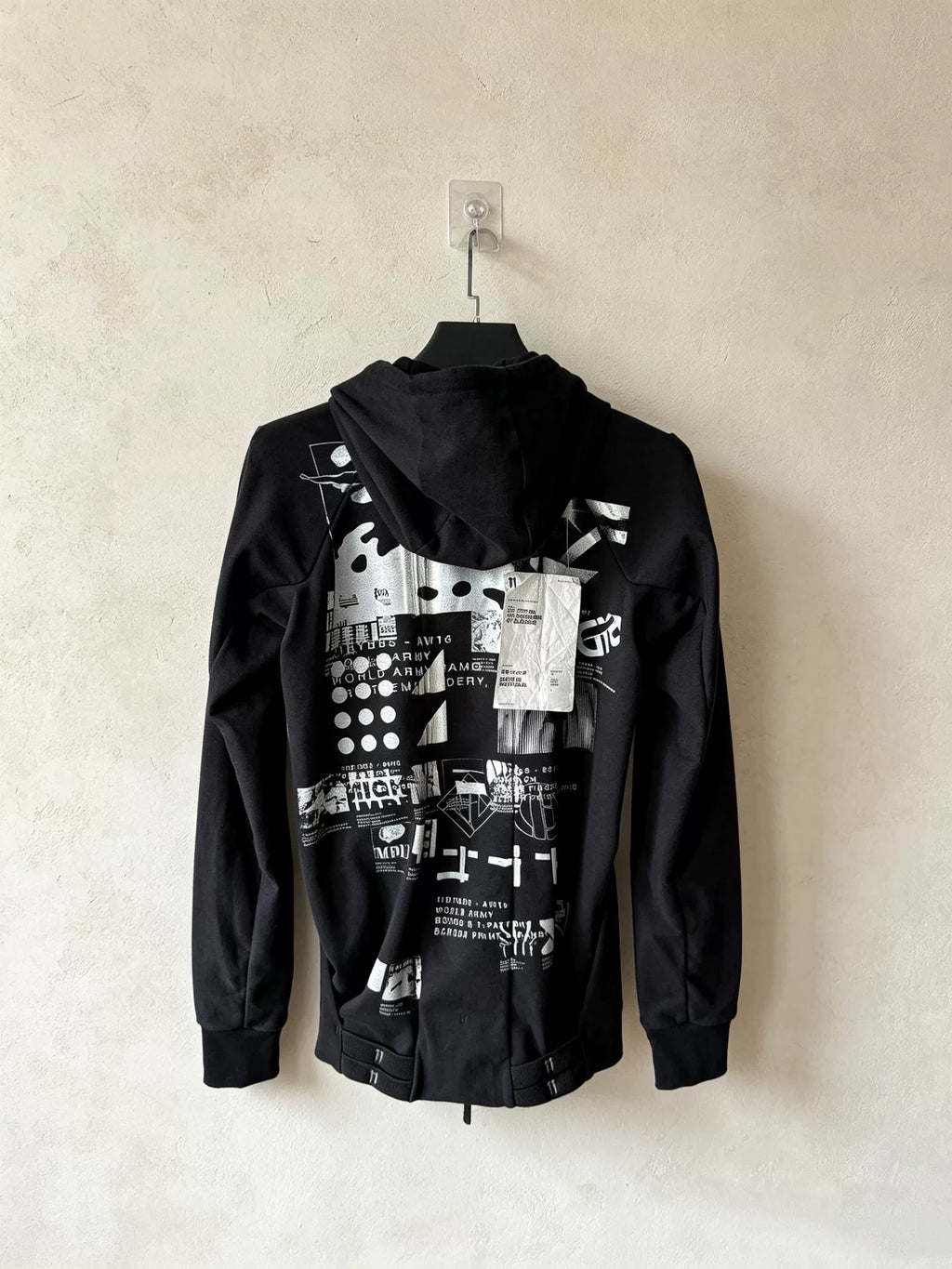 Boris Bidjan Saberi Z2F Dark Vanguard Print Hooded Zip-Up Sweatshirt Jacket