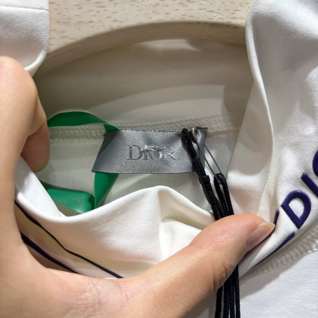 Dior Long Sleeve Print Logo Turtleneck White Sweater
