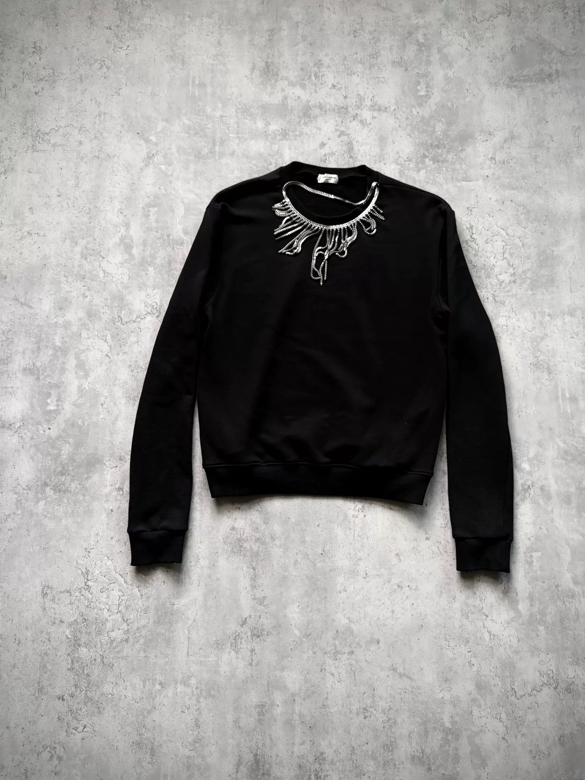 Saint Laurent Paris 14AW Black Chain Long-Sleeve Sweater