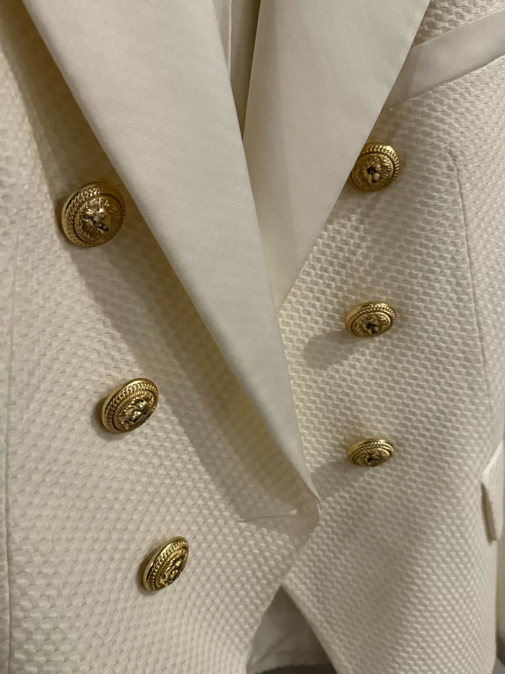 Balmain Gold-Button White Suit