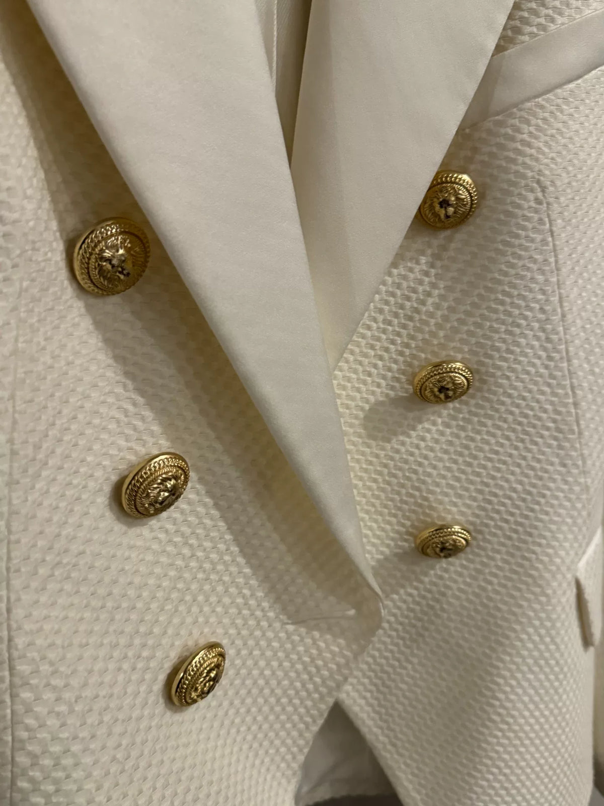 Balmain Gold-Button White Suit