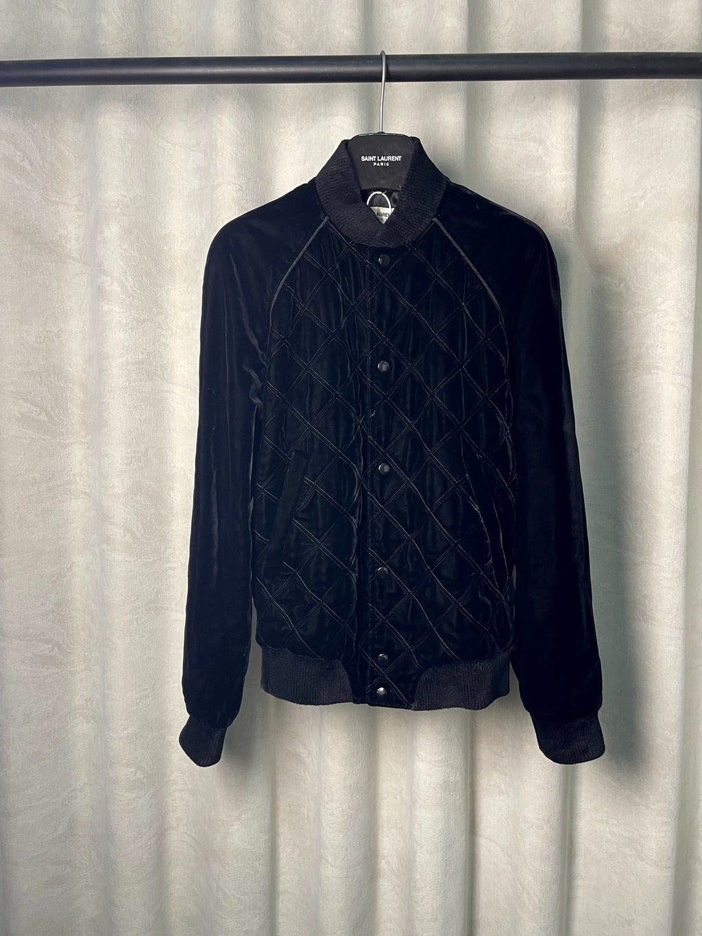 Saint Laurent FW18 Black Velvet Quilted Jacket