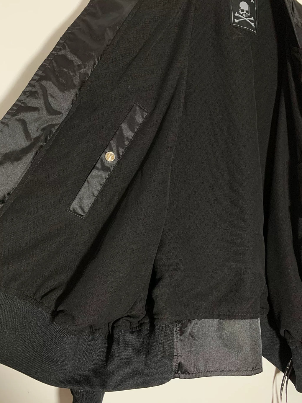 mastermind Japan Silver Embroidered Silk Flight Jacket
