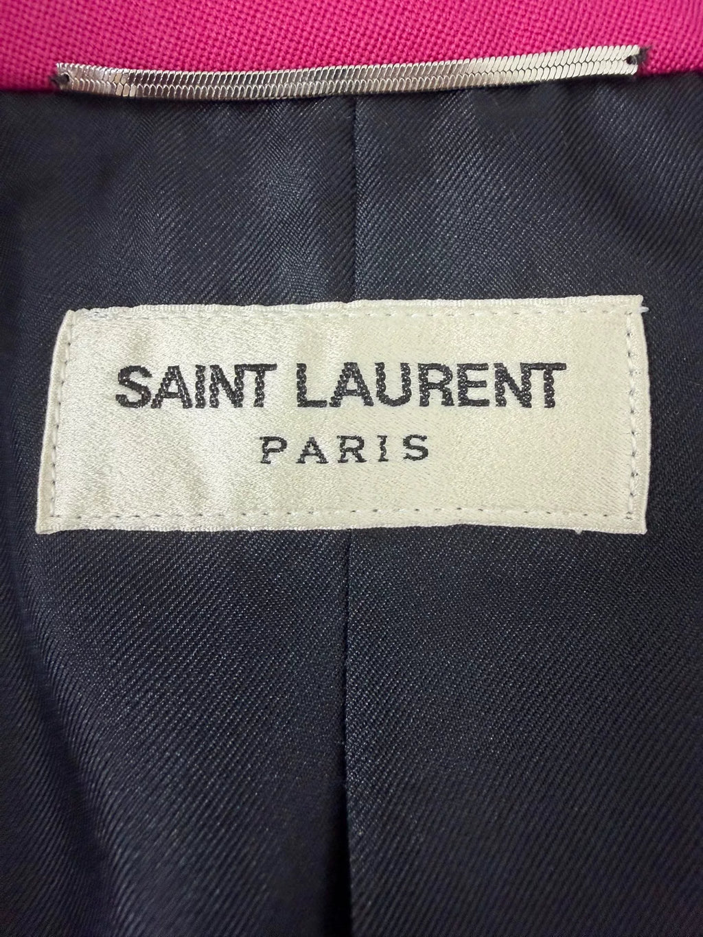 Saint Laurent SS14 Raspberry Red Black Trim Wool Jacket