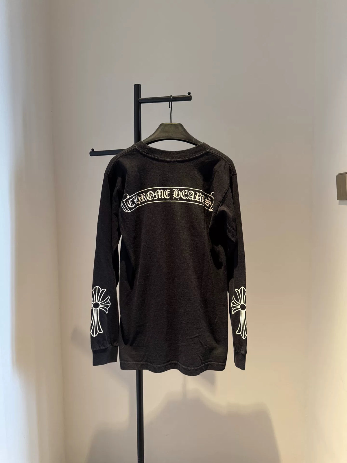 Chrome Hearts Black Horseshoe Scroll Cross Long Sleeve Top