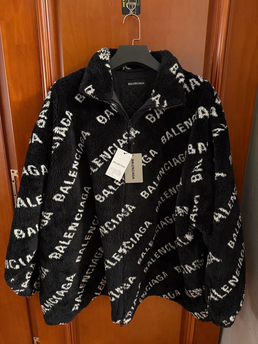 Balenciaga All-Over Logo Teddy Coat