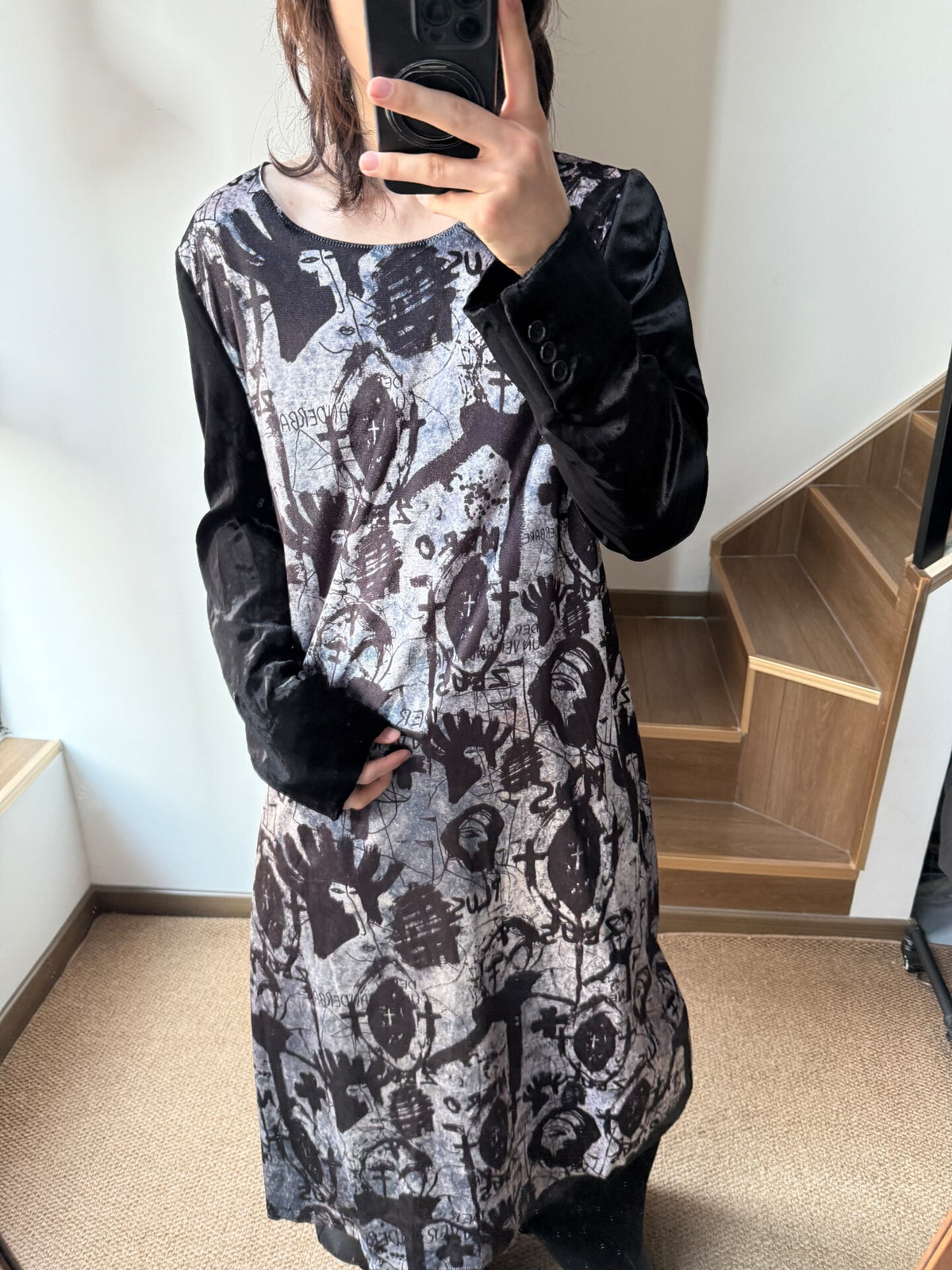 Comme Des Garçons Homme Plus Runway Graffiti Print Dress