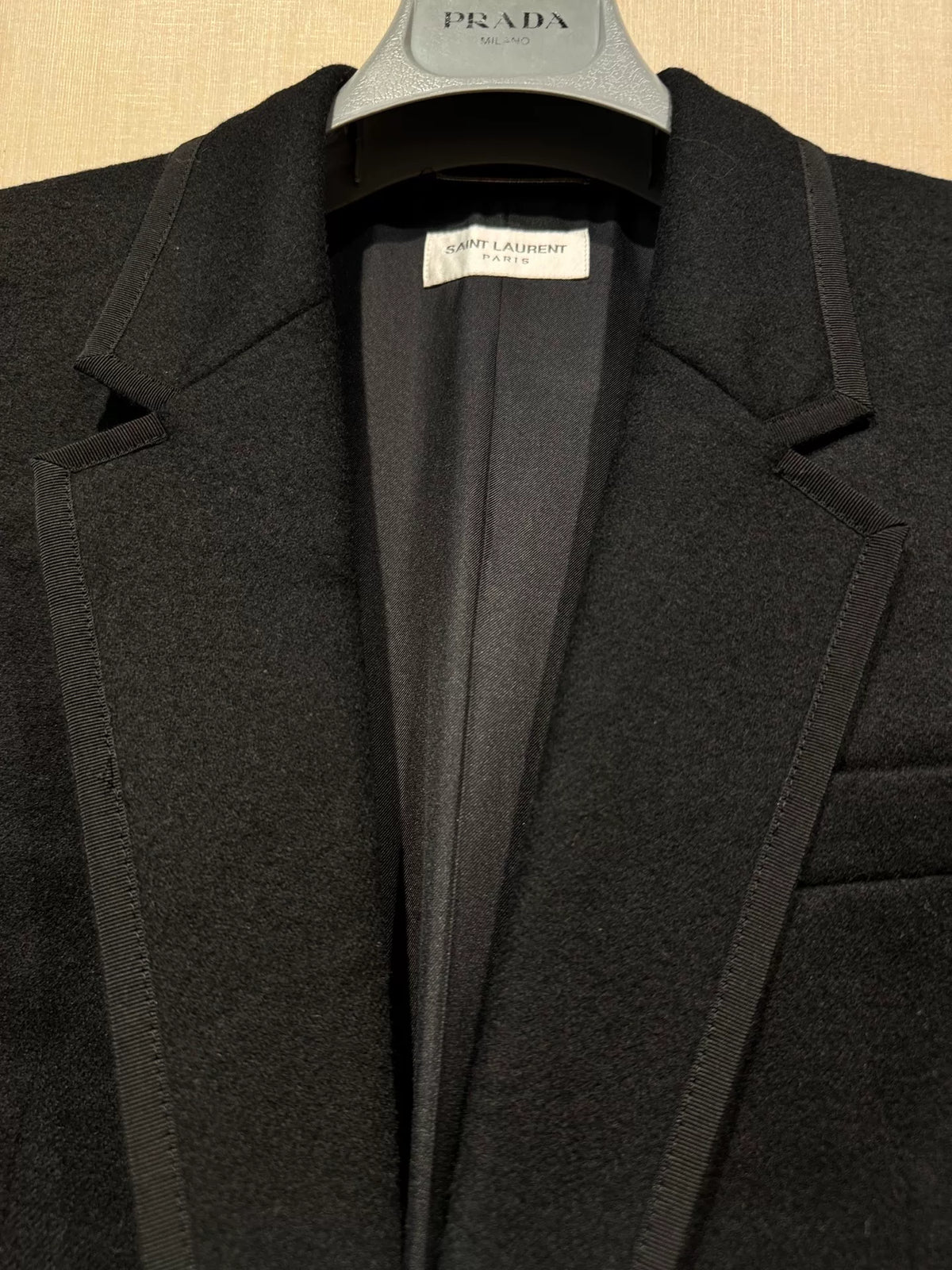 Saint Laurent Black Embroidered Trim Lambswool Blazer