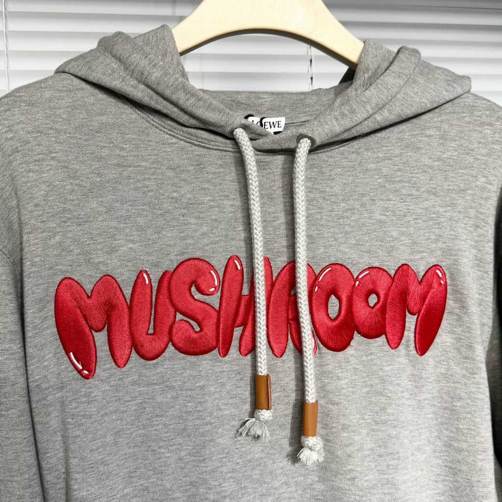 Loewe Hooded Embroidered Cotton Gray Hoodie