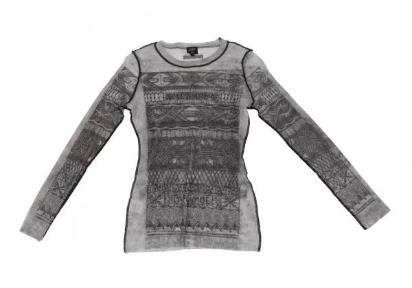 Jean Paul Gaultier Vintage Grey Patterned Mesh Top