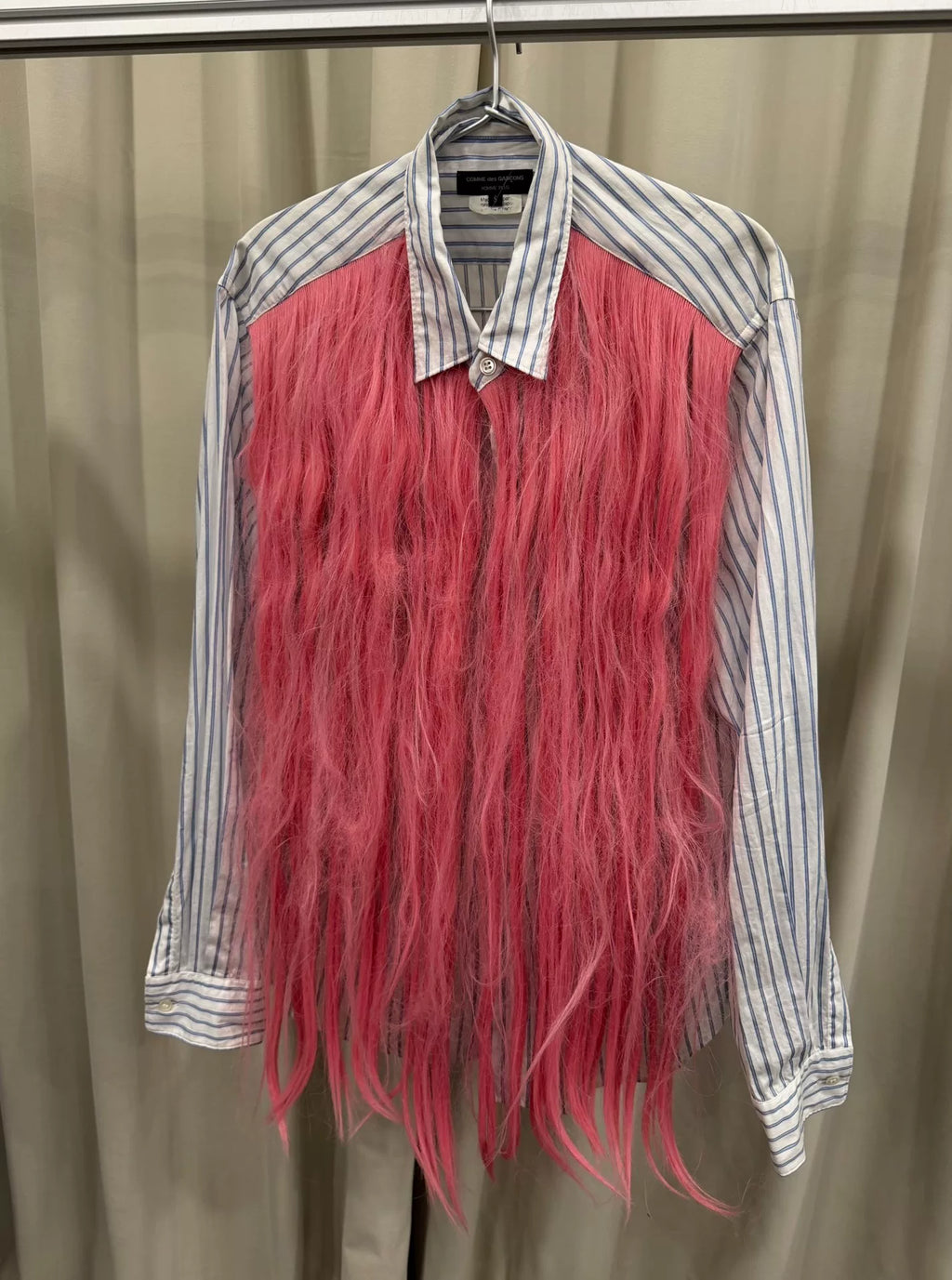 Comme des Garçons CDG pink fur wig shirt