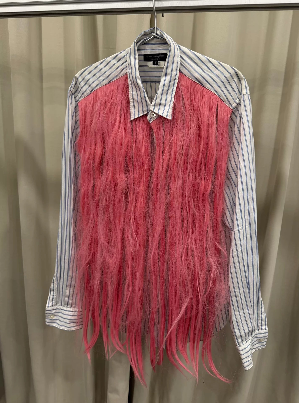 Comme des Garçons CDG pink fur wig shirt