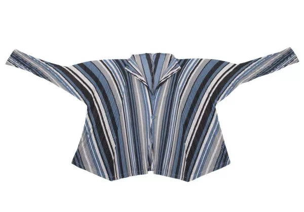 Issey Miyake Vintage Blue Striped Pleated Top