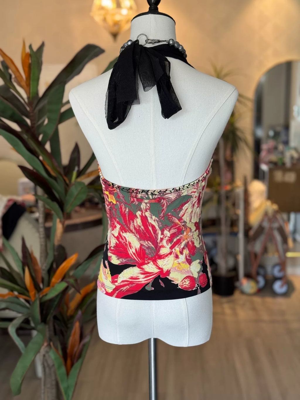 jean paul gaultier Gaultier JPG floral print halter strap top