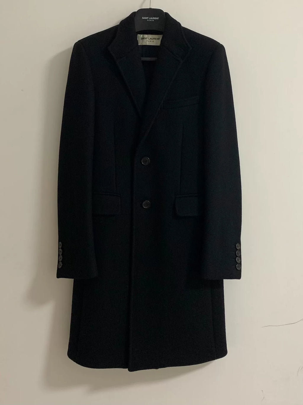 Saint Laurent 15FW Black Sheepskin Coat Wool