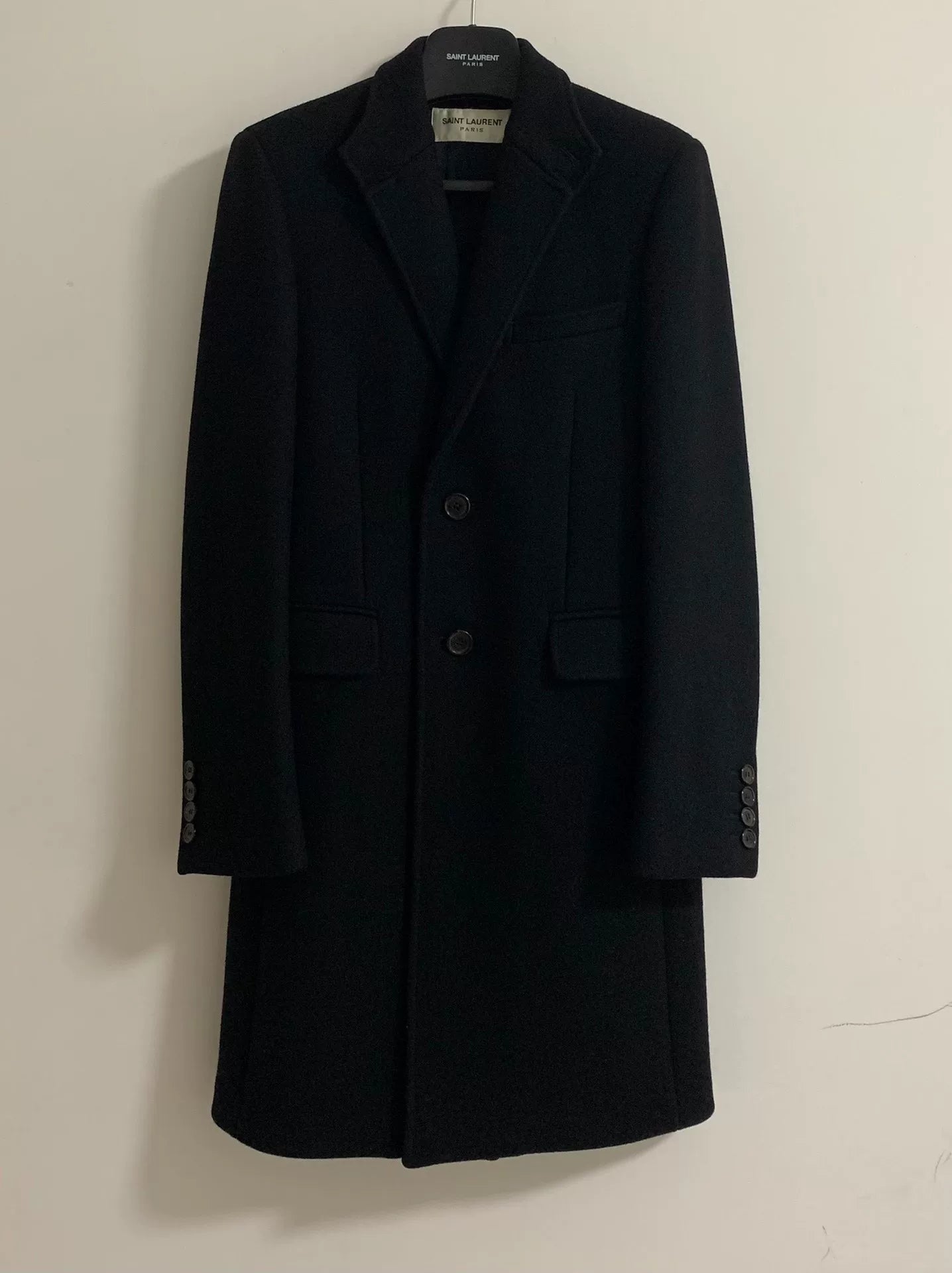 Saint Laurent 15FW Black Sheepskin Coat Wool