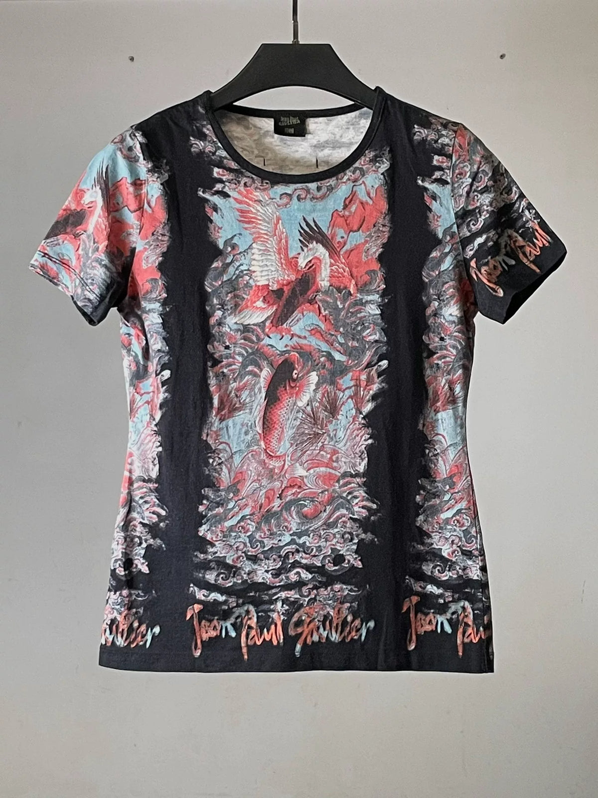 Jean Paul Gaultier | 90s Fish and Crane Contention Short-Sleeve Tattoo Shirt