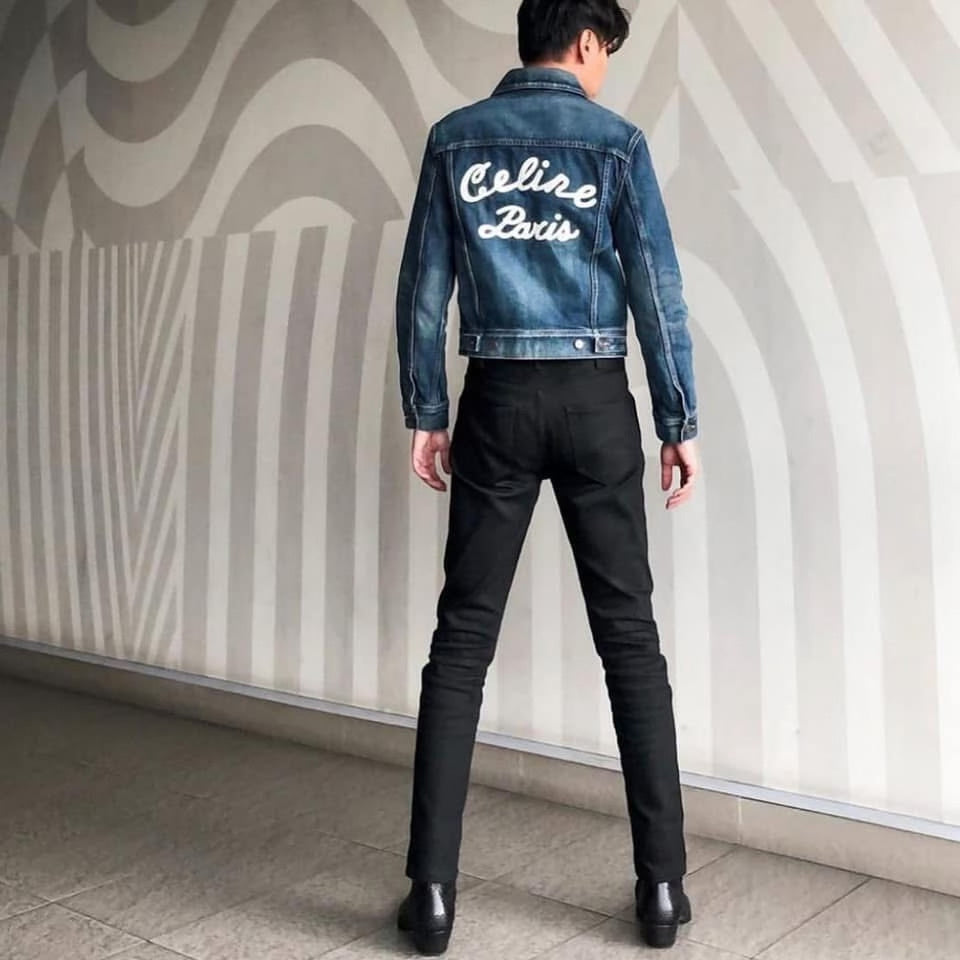 Celine 20FW Dark Union Slogan Denim Jacket