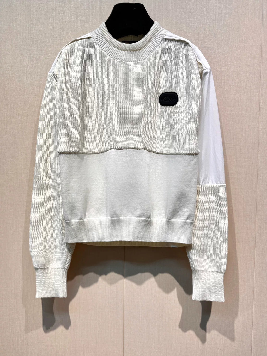 Louis Vuitton White Embossed Logo Knit Panel Hooded Sweater