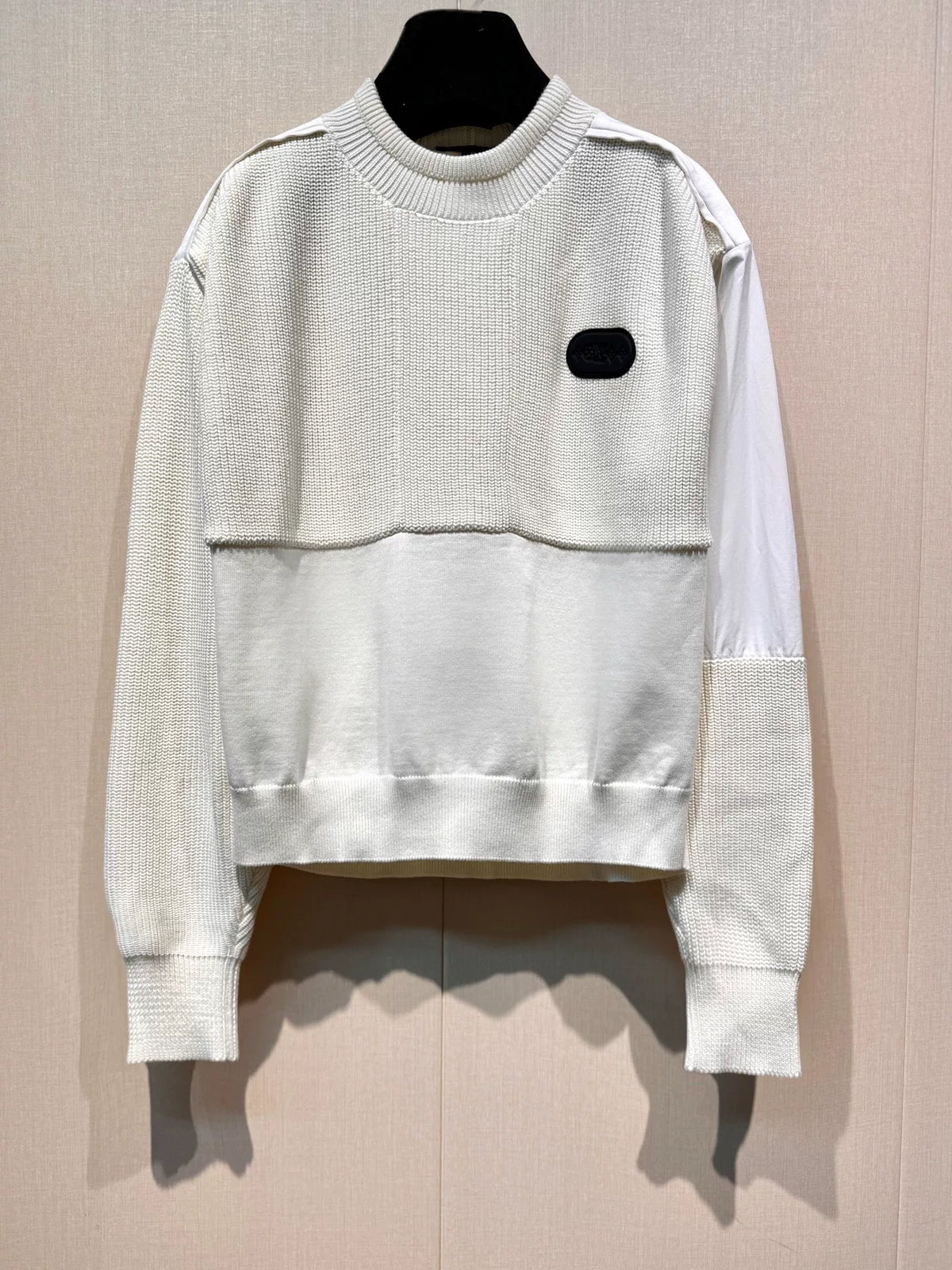 Louis Vuitton White Embossed Logo Knit Panel Hooded Sweater