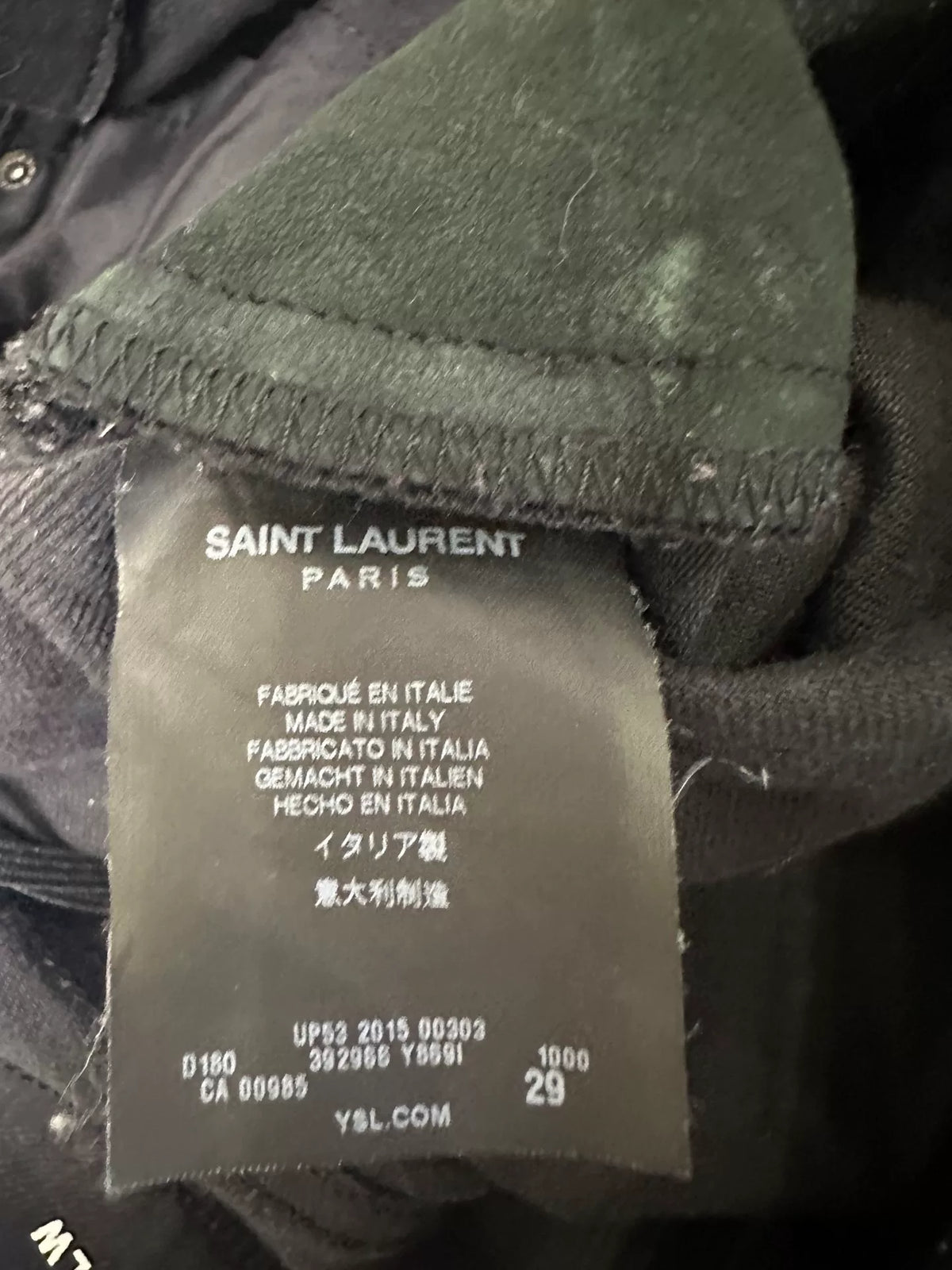 Saint Laurent Black Five-Zip Patchwork Denim Jeans by Hedi Slimane