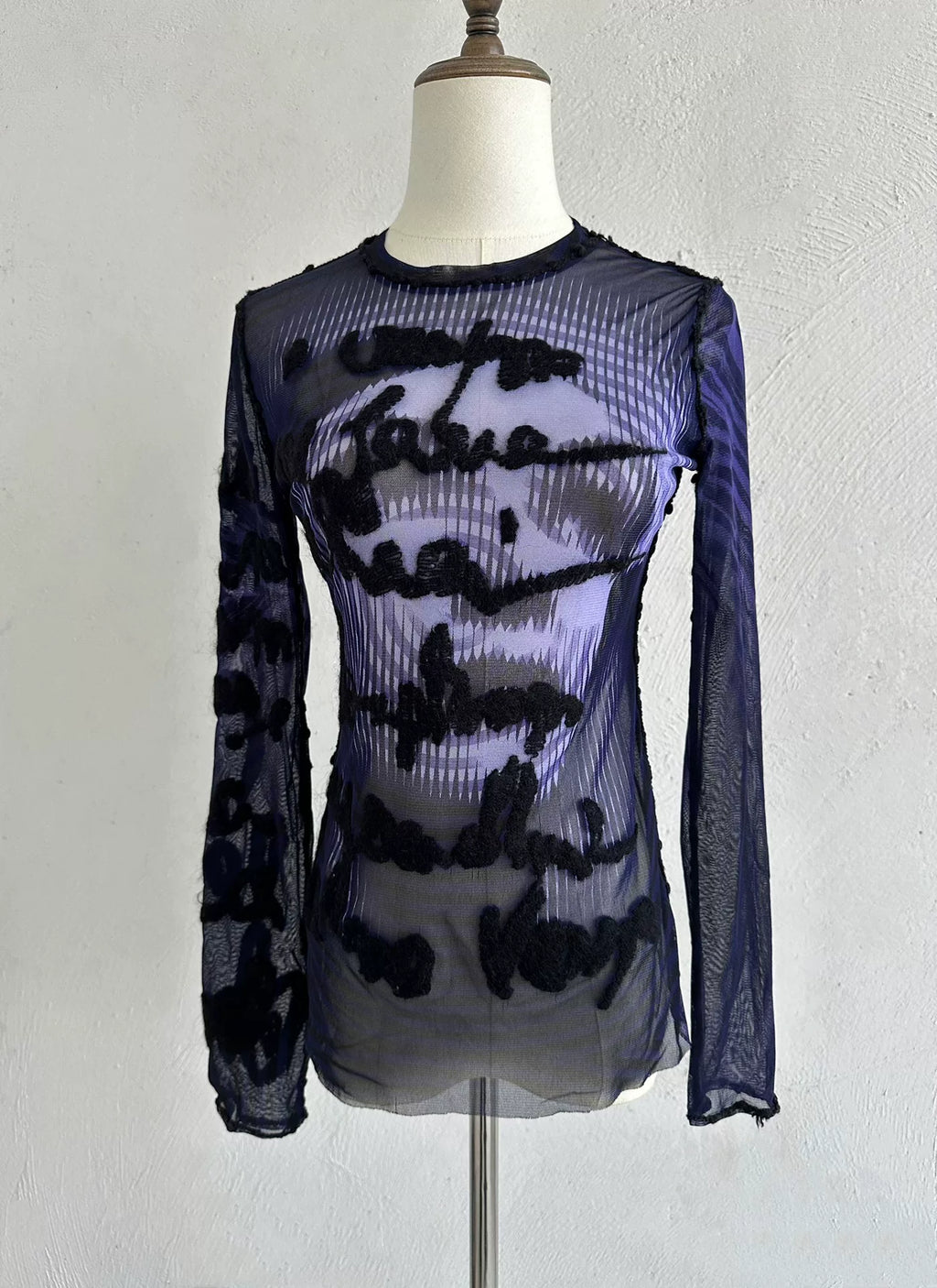 Jean Paul Gaultier vintage letter and figure stretch mesh top