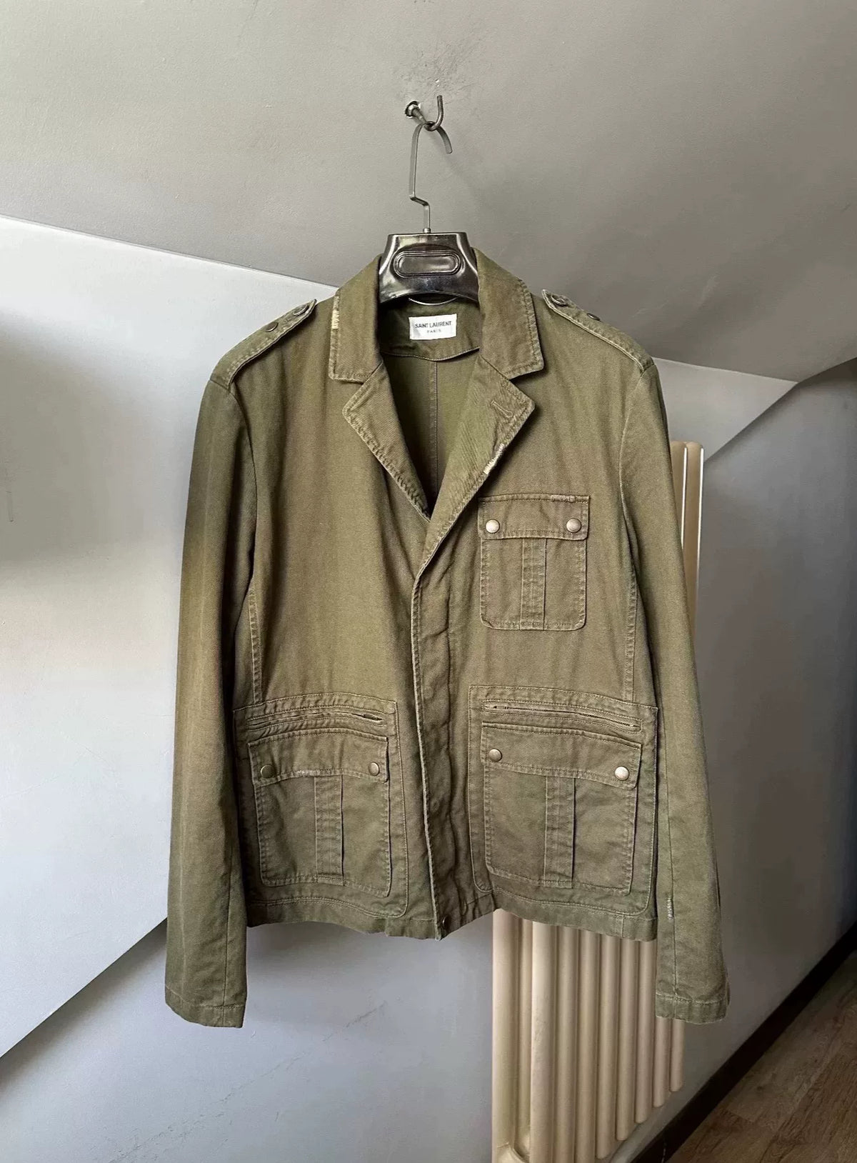 Saint Laurent military hunter jacket by Anthony Vaccarello