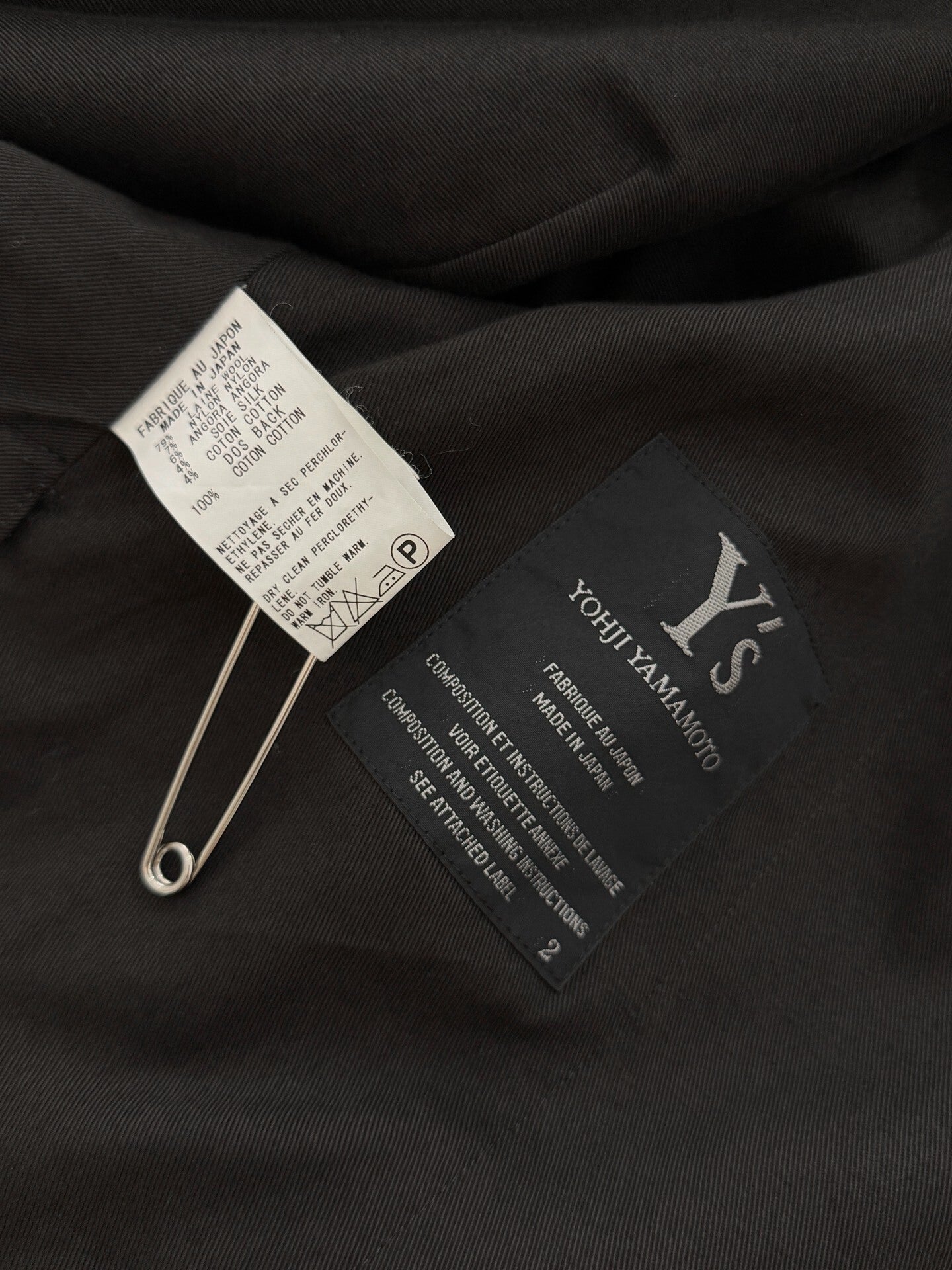 Yohji Yamamoto Y's Pointed Collar Drawstring Wool Short Coat - Devines