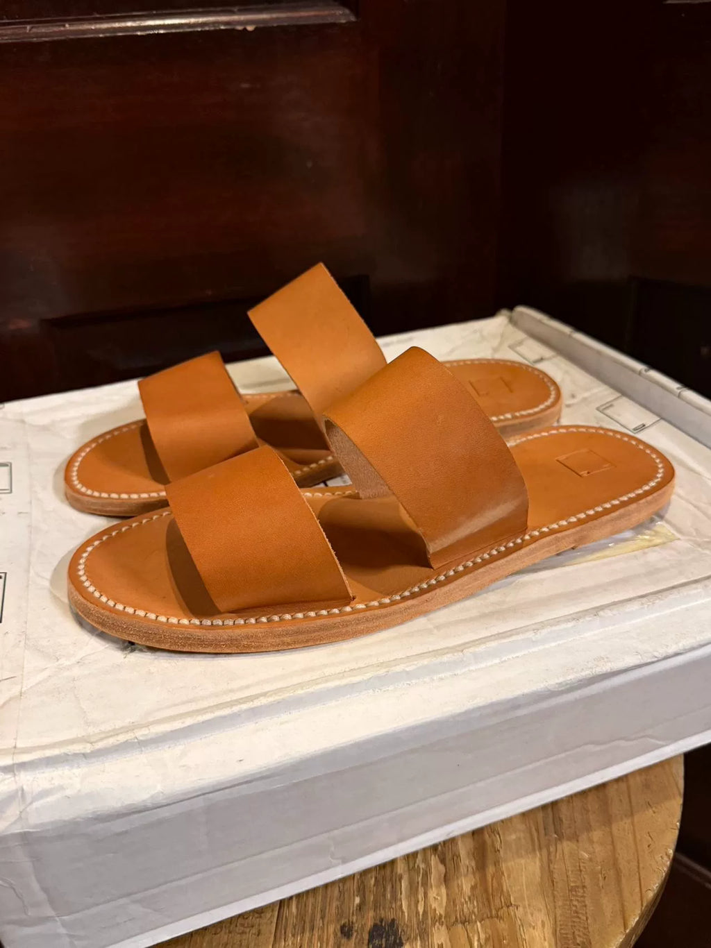 Guidi Brown Double-Strap Cowhide Sandals