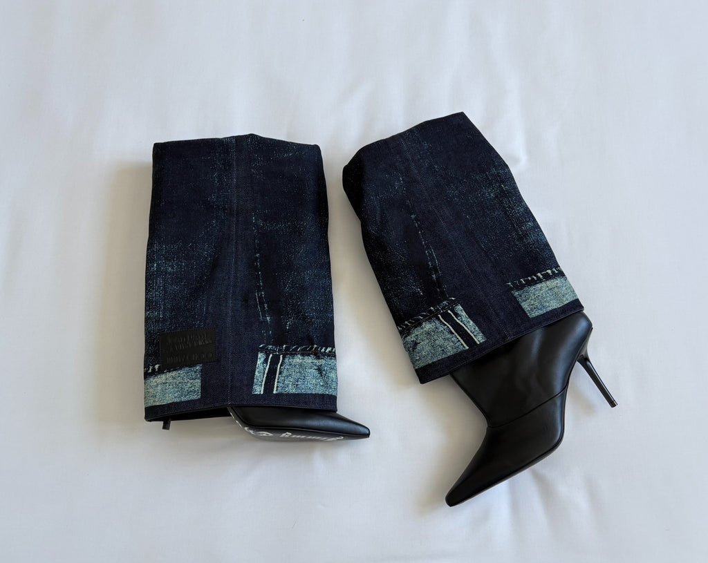Jean Paul Gaultier X Jimmy Choo deconstructed irregular folding boots