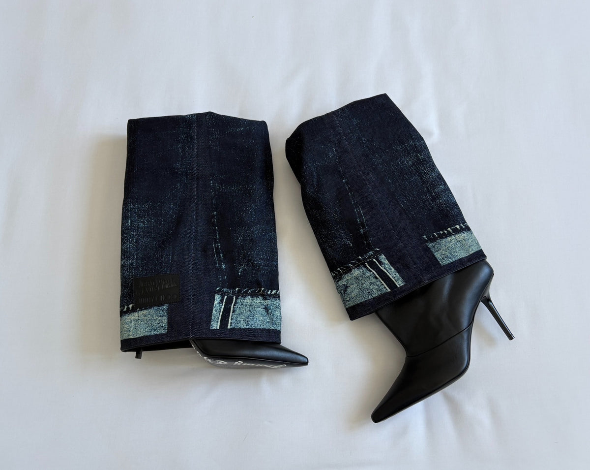 Jean Paul Gaultier X Jimmy Choo deconstructed irregular folding boots