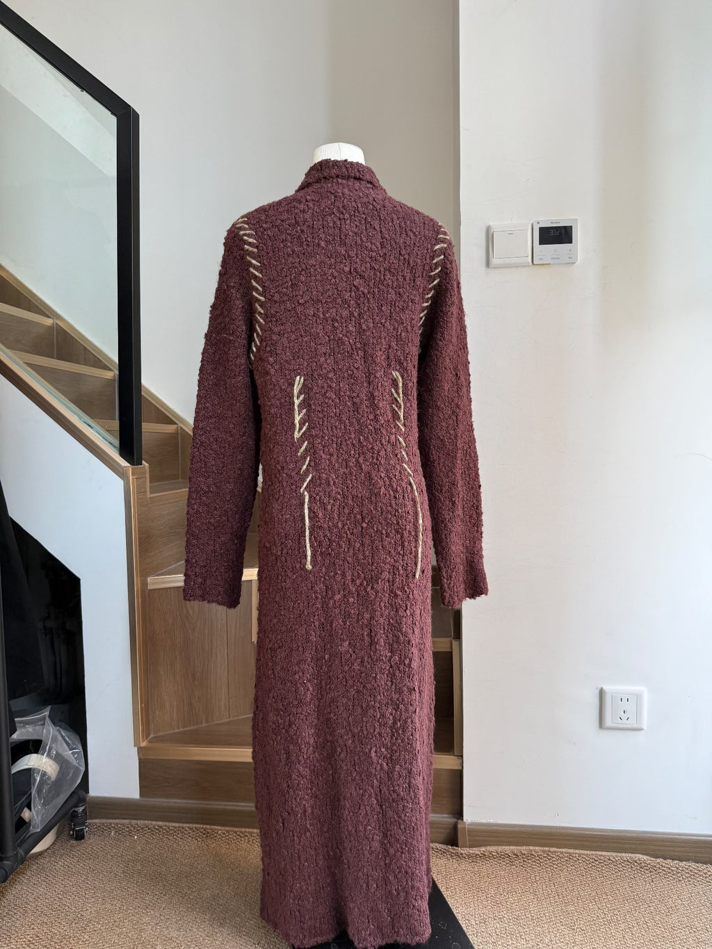 Namacheko FW20 Hand-Stitched Contrasting Thread Knit Coat