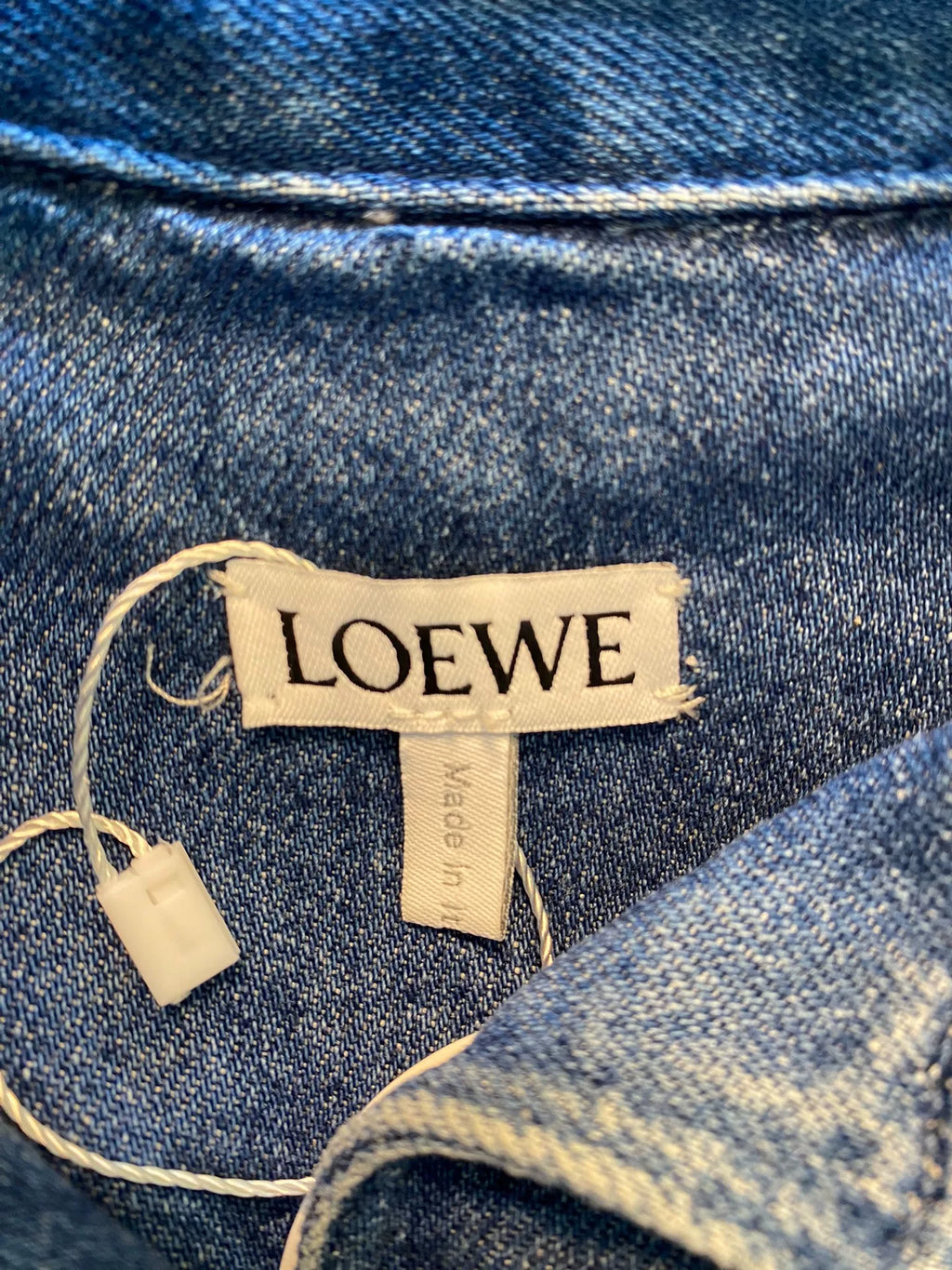 Loewe Embroidered Four-Leaf Clover Logo Denim Short Sleeve Shirt